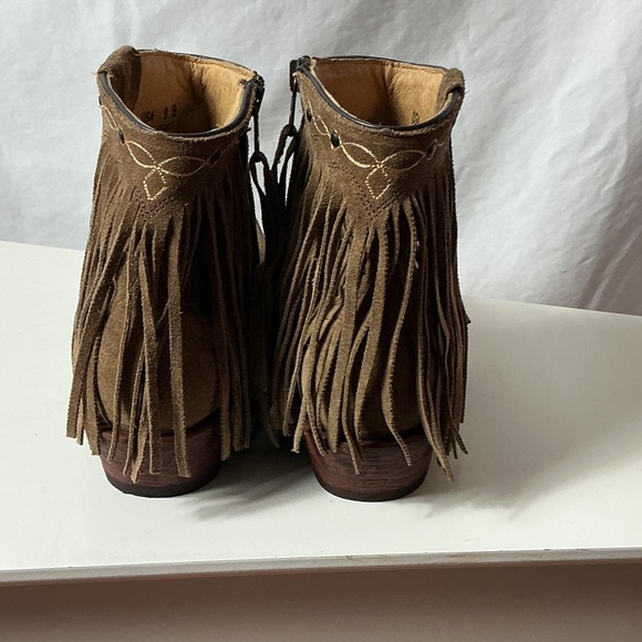 J.B. Dillon Fringe Suede Ankle Booties - Tan - Picture 6 of 12